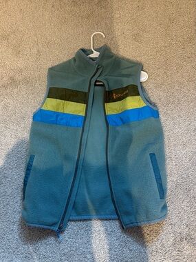 cotopaxi Teal Fleece Vest with Blue and Lime Panels